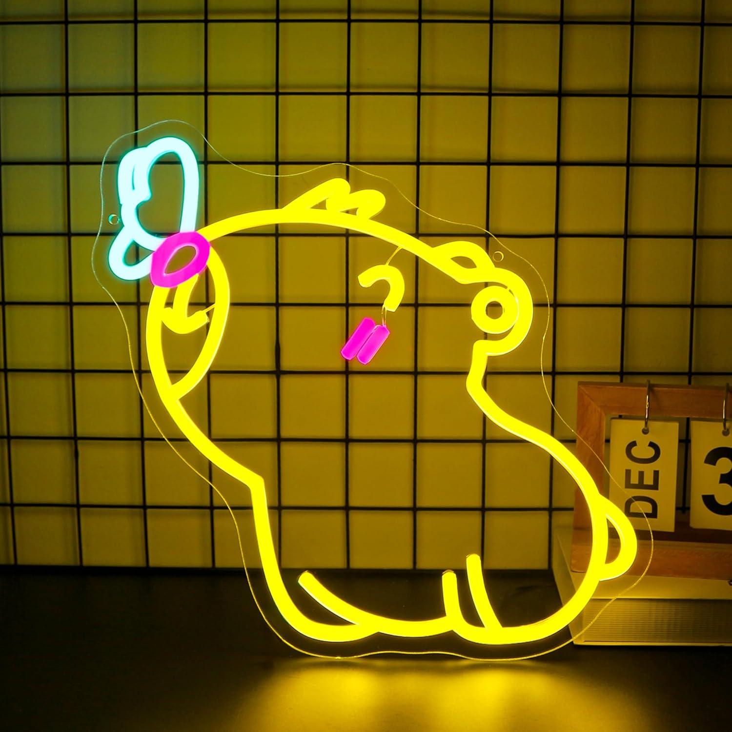 Gaming Accessories Shop - Insegna al Neon Capybara, Luci LED