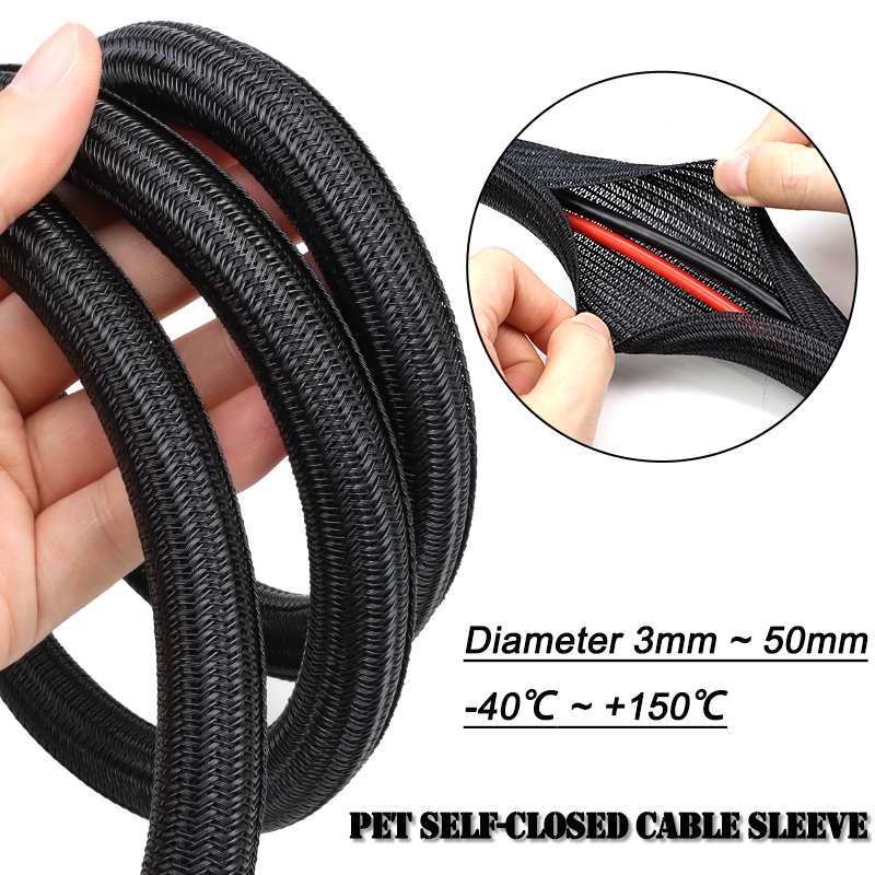 Cable Sleeve Braided - Guaina Intrecciata in PET Nera 3/5/9m,